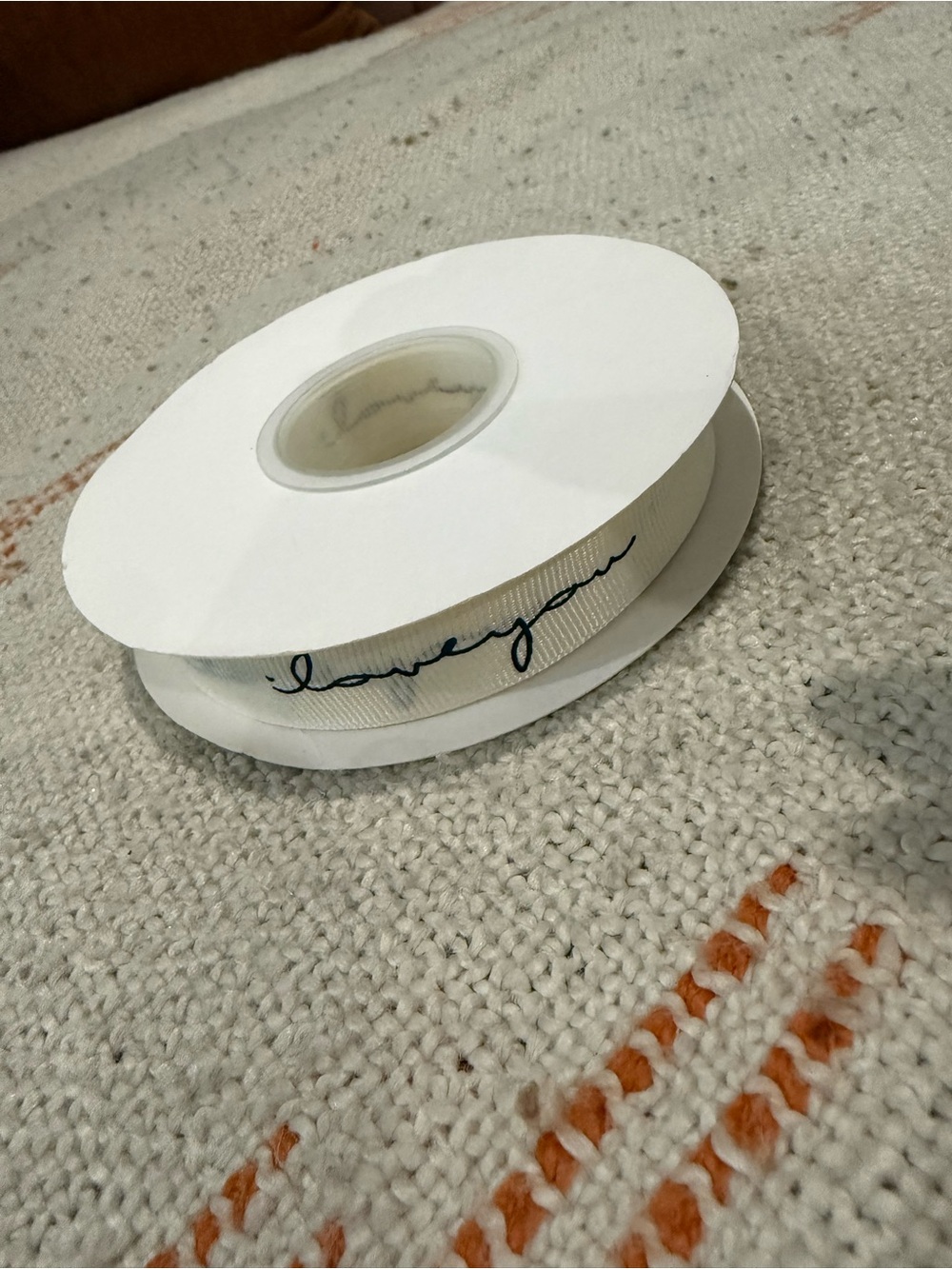 White/Black Grosgrain Ribbon Spool Printed "Love You" Design